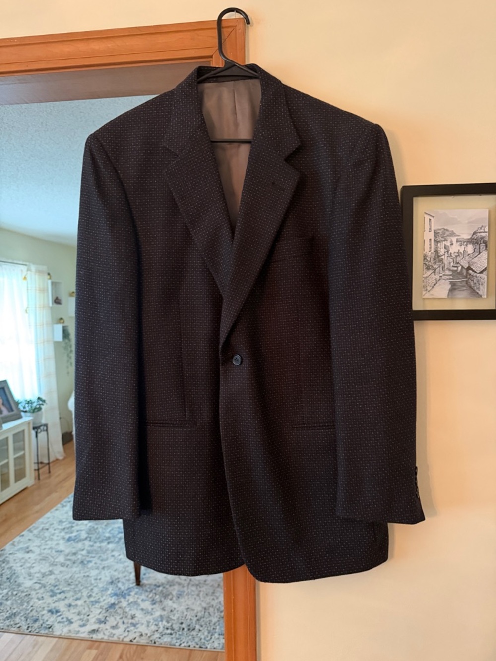 Men's Black Textured Monsieur By Givenchy Wool Silk Blazer Size 41R